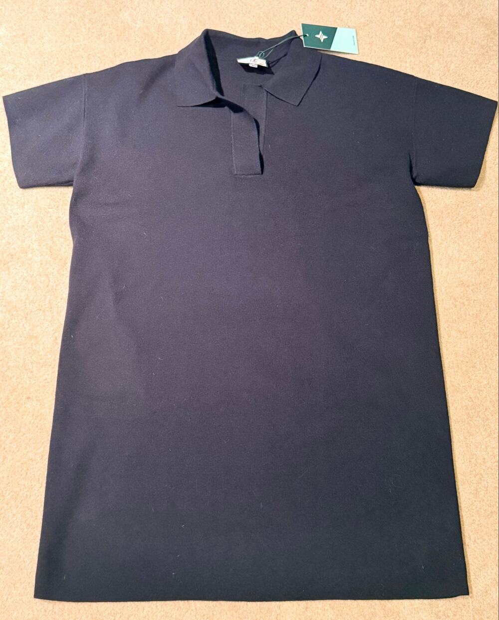 Tuckernuck Women's Navy Blue Knit Shift Polo Dress Short Sleeve Size S NWT